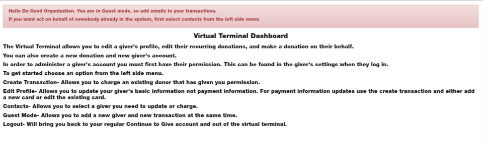 screenshot of Continue to Give